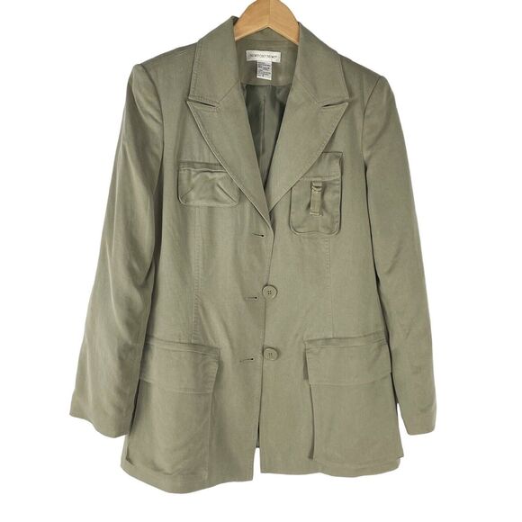 Vintage Newport News Barn Chore Blazer Jacket Women Size 4‎ Olive Green Utility - Picture 1 of 9